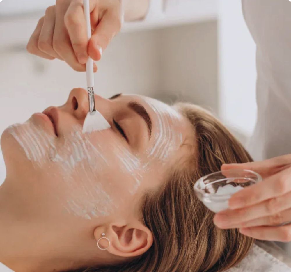 Facial treatment in progress