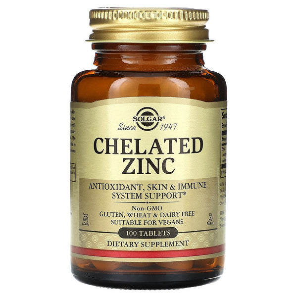 Solgar Chelated Zinc 22 Mg, 100 Tablets