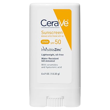 CeraVe Mineral Sunscreen Stick SPF 50 | InvisibleZinc Face Sunscreen with Zinc Oxide | 0.47 oz