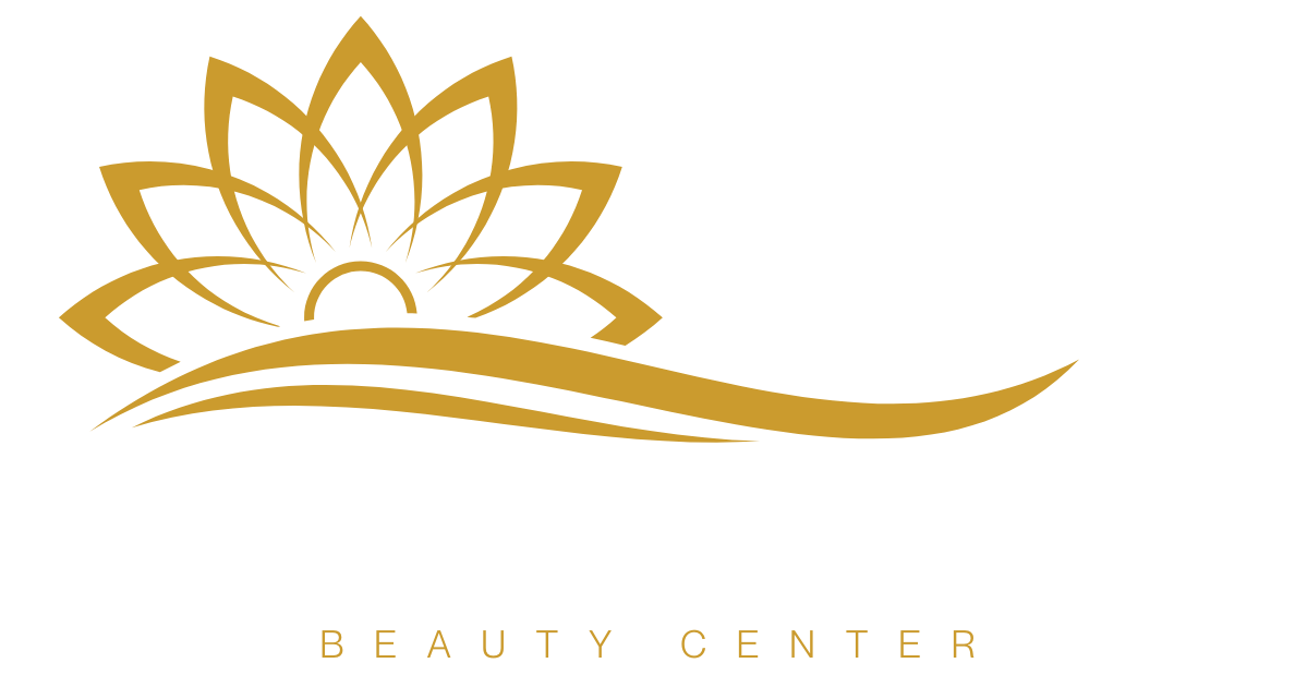 Gold lotus flower logo with 'Beauty Center' text on a white background
